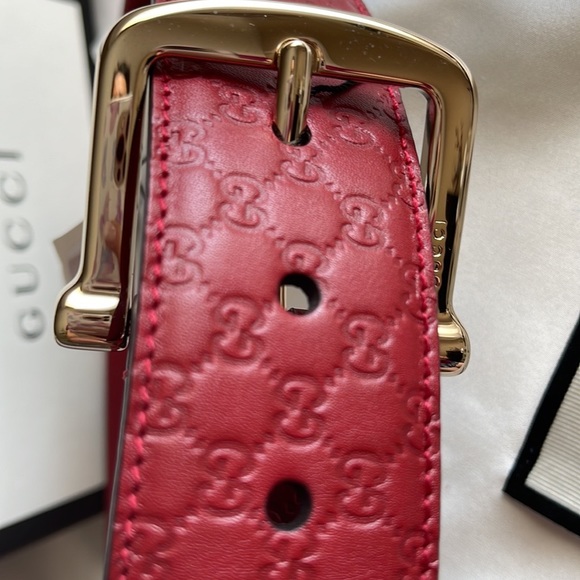 GUCCI Microguccissima Soft Margaux Red Leather Belt Sz 80 Made in Italy BNIB - Picture 4 of 9